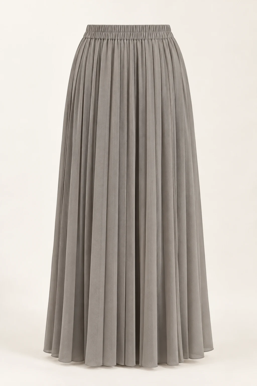 Stone Gray Chapter Pleated Maxi Skirt, even accordion pleats