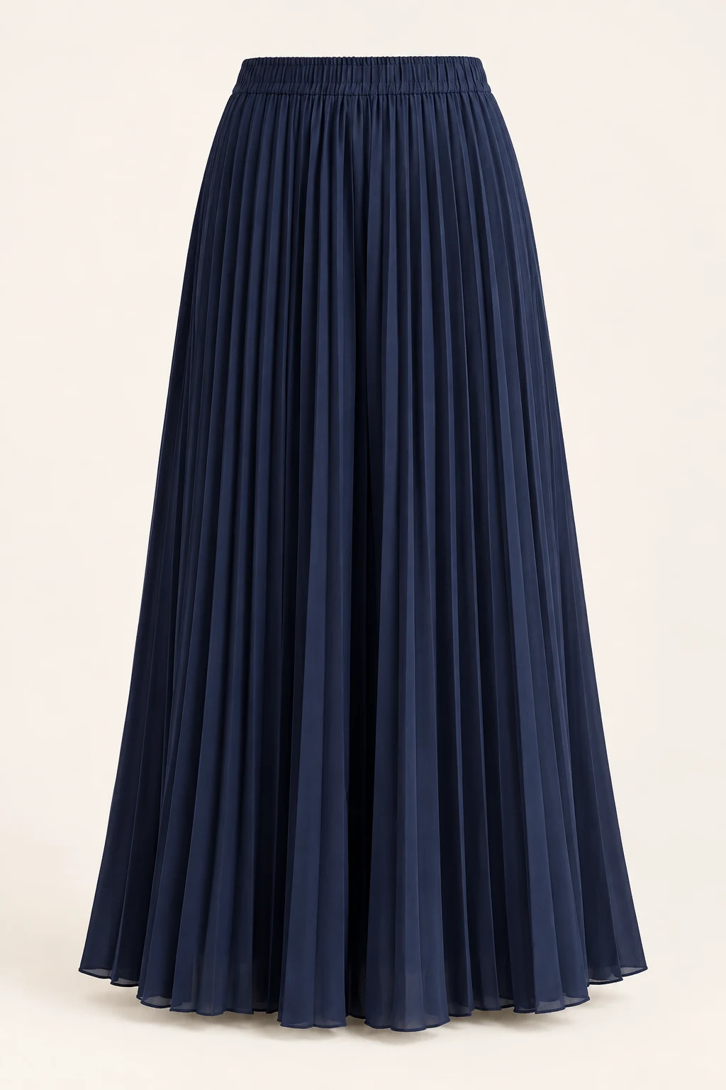 Deep Navy Folio Pleated Maxi Skirt, A-line silhouette, fine accordion pleats